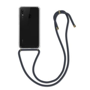 kwmobile Necklace Case kompatibel mit Huawei P20 Lite Hülle - Silikon Cover mit Handykette - Band Handyhülle Anthrazit