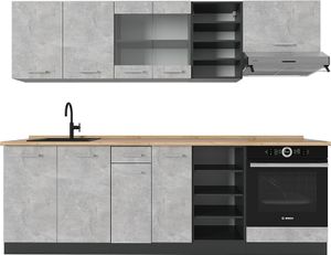 Vicco Küchenzeile R-Line, 240 cm , AP Eiche, Beton/Anthrazit