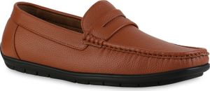 VAN HILL Herren Mokassins Slippers Bequeme Profil-Sohle Schuhe 841612, Farbe: Hellbraun, Größe: 40