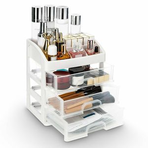 Kosmetik Make up Organizer mit 3 Schubladen Aufbewahrung Schmuck Box Transparent  Schmink Kosmetikbox