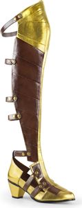 MAIDEN-8830 Funtasma Overknee Klettverschluss Schnallen Stiefel braun gold Lederoptik