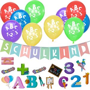 Oblique Unique Schuleinführung Schulanfang Einschulung Deko Set - Schulkind Girlande + Luftballons + Konfetti Set