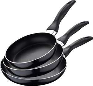 Set 3Tlg. Gepresste Aluminiumpfannen, Induktionsgeeignet Navy Schwarz