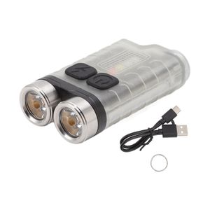 V3 Mini-Schlüsselanhänger-Taschenlampe, über USB wiederaufladbar, kleine Taschenlampe für den Außenbereich, wasserdicht, für Camping, Wandern, Wartungsleuchten, tragbare magnetische Taschenlampe