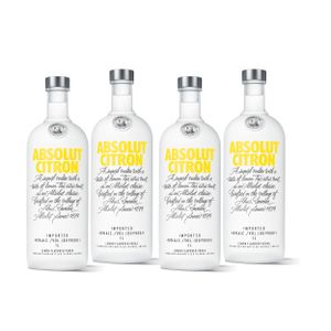 Absolut Vodka Citron 4er Set, Wodka, Schnaps, Spirituose, Alkohol, Alkoholgetränk, Flasche, 40 %, 4 x 1 L