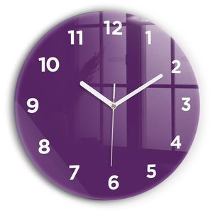 Wallfluent Wanduhr – Stilles Quarzuhrwerk - Uhr Dekoration Wohnzimmer Schlafzimmer Küche - Zifferblatt - weiße Zeiger - 30 cm - Farbe lila