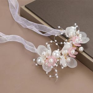 Blumen-Haarband für Damen, verstellbar, Kunstperlen, rutschfest, Prinzessinnen-Stil, Fee, Mädchen, Blumen, Kinder, Kranz, Foto-Requisite, Braut-Hochzeits-Stirnband, Blumenkrone, Haar-Accessoires, Rosa