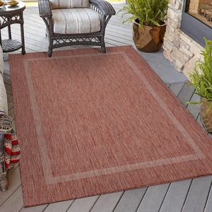 Homebyhome In & Outdoor Teppich Bordüre Design Küchenteppich Balkon Terrassen Wohnzimmer Sisal Optik Flachgewebe Wetterfest Grösse 200x290 cm
