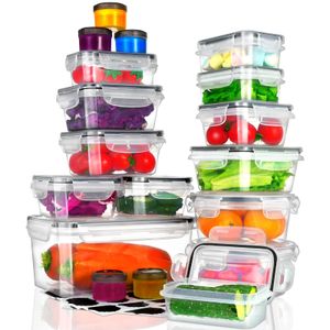 36 Stück Frischhaltedosen mit Deckel, Gefrierdosen Lunchbox Brotdose Mikrowelle, (18 Behälter + 18 Deckel) Kunststoff, BPA-frei, Meal Prep Boxen