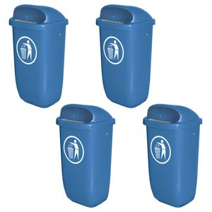 4 Abfallbehälter/Papierkorb für den Außenbereich, 50 Liter, nach DIN 30713, blau