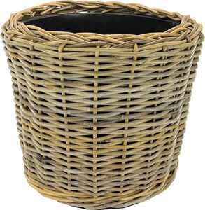 Rattan-Trockentopf – ø 50 x 52 cm – Drypot - Übertopf mit recyceltem wasserdichtem Kunststoff im Inneren – Blumentöpfe - Grau