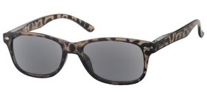 GKA Sonnenbrille mit Sehstärke 3,0 schwarz / grau / Leo Sonnenlesebrille Nerd Federbügel Lesebrille graues Glas