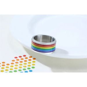 Drehring:  Pride LGBT Ring aus Edelstahl „Regenbogen“ 54 (17.2 mm Ø)