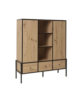 FURNIX Highboard Kommode Loft Design  LVIEVIE Hochschrank Artisan Eiche-Schwarz