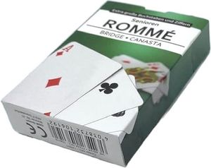 Romme / Bridge/ Canasta Spielkarten für Senioren 1x55 Karten extra große Buchstaben