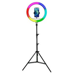 Powerton kruhové světlo 13" RGB LED velké nastavení barev a svítivosti držák telefonu a stativ