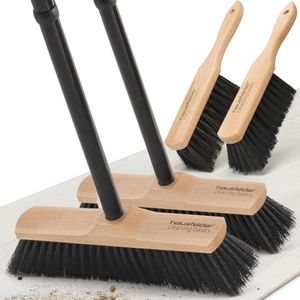 Zimmerbesen mit Stiel (2 Besen 30cm + 2 Handfeger)