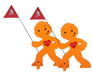 StreetBuddy - Warnfigur, Warnaufsteller, Warnschild für Kindersicherheit  2er Set (Orange)