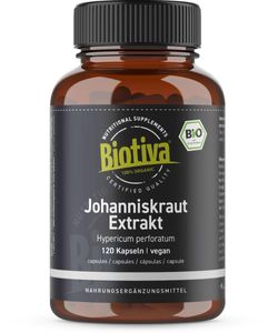 Biotiva Johanniskraut Extrakt (120 Kapseln) aus biologischem Anbau