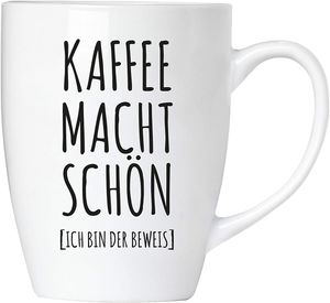 BRUBAKER - Kaffee Macht schön - Kaffeetasse aus Keramik - 300 ml - Kaffeebecher