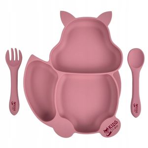 Silikon-Teller mit Saugnapf für BLW für Kinder - Eichhörnchen, rosa