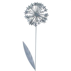 Stecker Pusteblume 3D Metall L 47cm Gartenstecker Blumenstecker Beetstecker, Farbe:grau