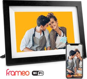 Digitaler Bilderrahmen mit WiFi und Frameo App | Schwarzer Fotorahmen 8 Zoll HD+ -IPS Touch Display Micro SD - Touchscreen