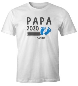 Herren T-Shirt Papa Opa Onkel 2020 loading Geschenk für werdenden Papa Geschenk Geburt Baby Moonworks® weiß-blau XL