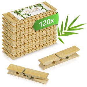 ECENCE Wäscheklammern Holz 120 Stck., 60 x 12.5 x 11mm nachhaltige Bambus Holzklammern klein, Klam