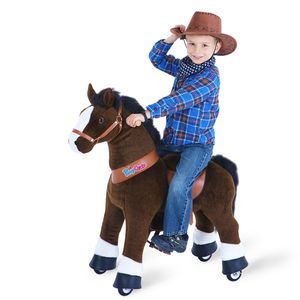 PonyCycle Pferd Tretauto dunkelbraun für Kinder von 4-8 Jahren Schaukelpferd auf Rollen mit Sound und Bremsen - Ux421
