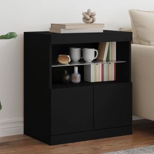 vidaXL Sideboard mit LED-Leuchten Schwarz 60x37x67 cm