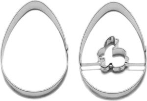 Neustanlo® Ausstecher Linzer Ei, zweiteilig, ca. 5.5 cm, Edelstahl (Set Ei und Hase)