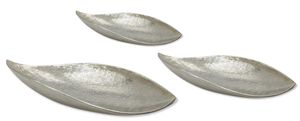 Metall Dekoschale deluxe silber 3er Set 34, 43 und 54cm Tisch-Deko Obstschale Schlüsselablage