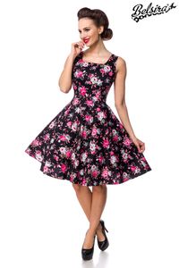 Belsira Damen Sommerkleid Partykleid Vintage Kleid Retro 50s 60s Rockabilly, Größe:XL, Farbe:schwarz/rot