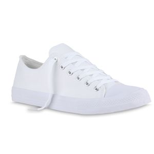 VAN HILL Herren Sneaker Low Schnürer Bequeme Stoff Schnür-Schuhe 840390, Farbe: Weiß, Größe: 44