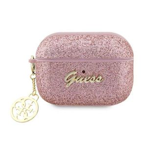 Guess GUAP2GLGSHP AirPods Pro 2 Cover Pink/Pink Glitter Flake 4G Charm