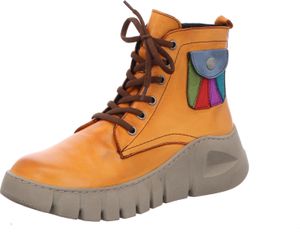 Gemini Damen Leder Schnürboot Profilsohle Seitentasche Reißverschluss 033304-02, Größe:41 EU, Farbe:Orange