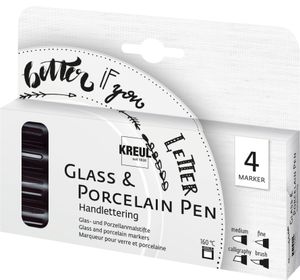 KREUL Glass & Porcelain Pen Handlettering 4er-Set