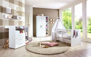 Babyzimmer KIM 1 mit Bett Kleiderschrank und Wickelkommode in weiß