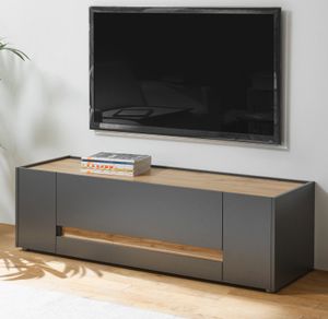 TV - Lowboard TV - Unterteil Center in grau matt und Eiche Wotan 140 cm