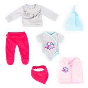 Bayer Design Kleider für Puppen 42cm, 6 Teile, grau/rosa/blau