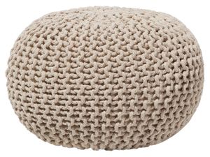 Pouf Beige 100% Baumwolle Rund ⌀ 40 cm Elegant Modern