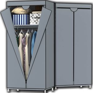 Faltschrank 150x60x45 cm Reißverschluss Seitentasche Stoffschrank Kleiderstange Kleiderschrank Fächern Steckschrank Textil Garderobe Camping Retoo