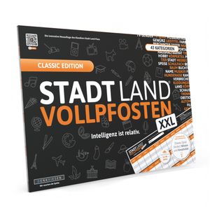 Stadt Land Vollpfosten® Classic Edition – "Intelligenz ist relativ." | A3 Spielblock