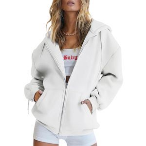 Damen Strickjacken Hoodies Pullover Casual Bequeme Elegantes Kapuzen Sweatshirt Winter Weiß,Größe:EU 2XL