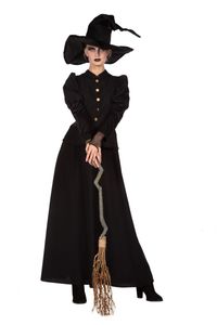 Damen Kostüm Hexenkleid Hexe Kleid klassisch schwarz Halloween Fasching Gr. 40