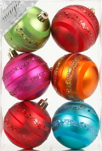 Weihnachtskugeln Dekorierte Kugeln Kunststoff 8cm 6er Set Mille Fiori
