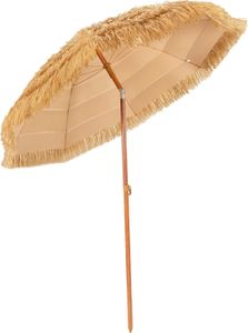 COSTWAY 200cm Sonnenschirm Reisstroh Strandschirm neigbar Alu Gartenschirm Terrassenschirm für Garten Strand & Outdoor