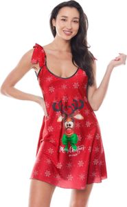 Anais apparel - rotes Weihnachtskleid mit Rentier - 2XL/3XL