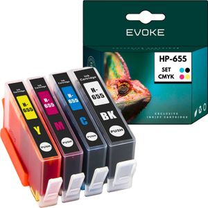 4x inkoustová náplň pro tiskárnu HP 655 | sada černá + barevná | náhrada za Deskjet 3525 4615 4625 5500 5520 5525 6520 6525